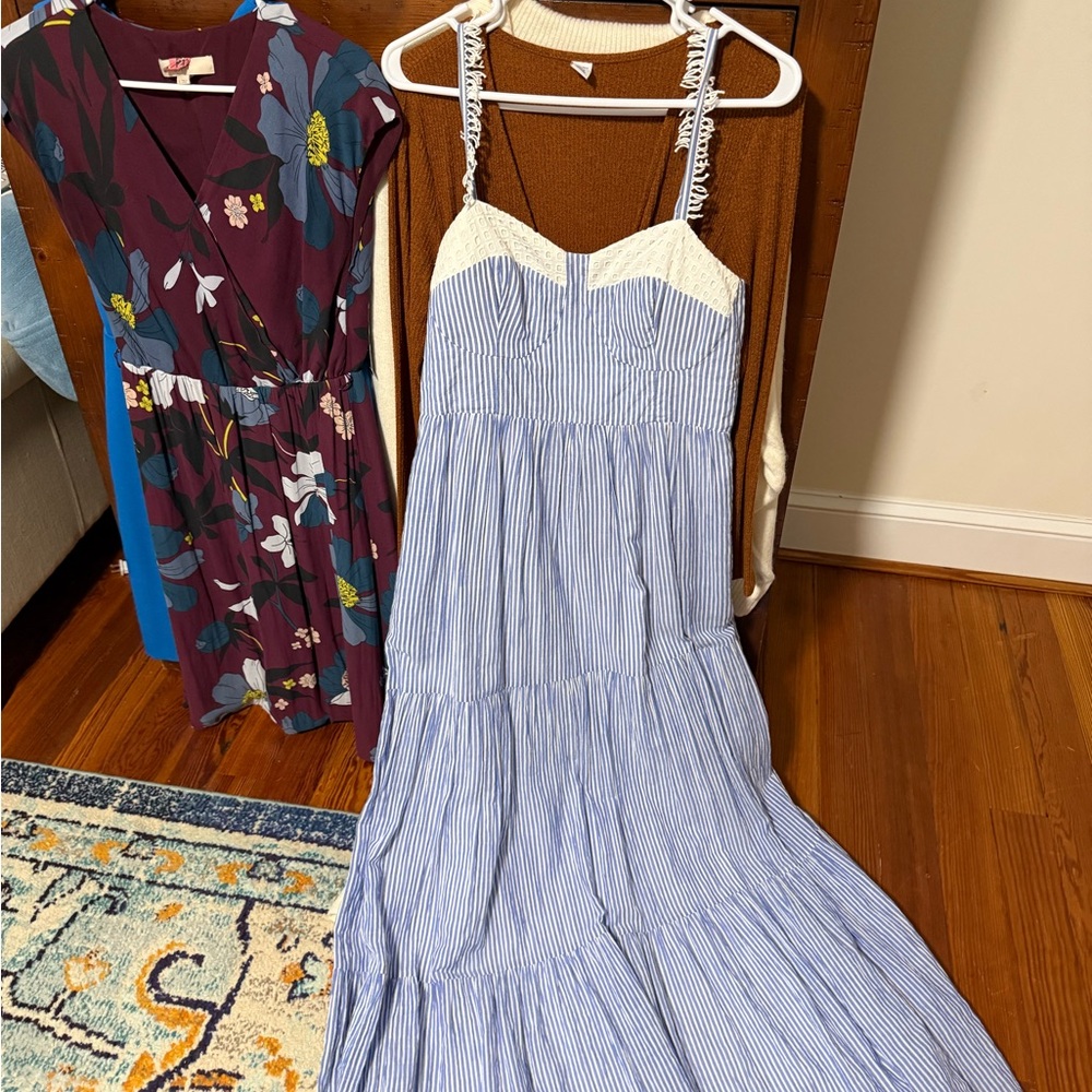 Lilly Pulitzer Blue and White Strapless Dress